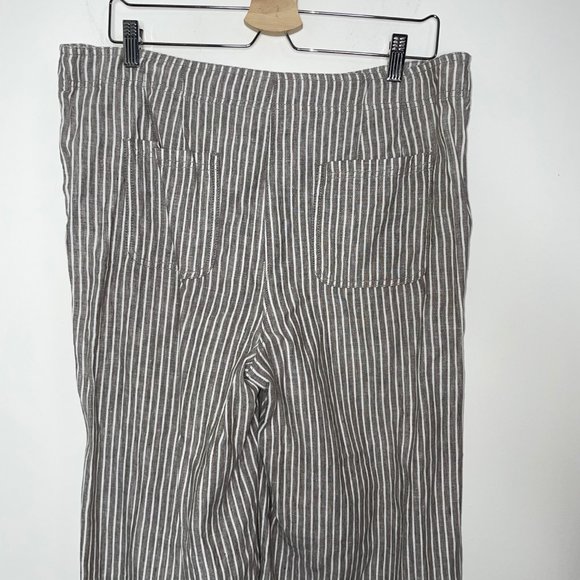 Chico's The Ultimate Fit Pants Women's L Taupe Striped Linen Wide Leg Trousers - Picture 5 of 16